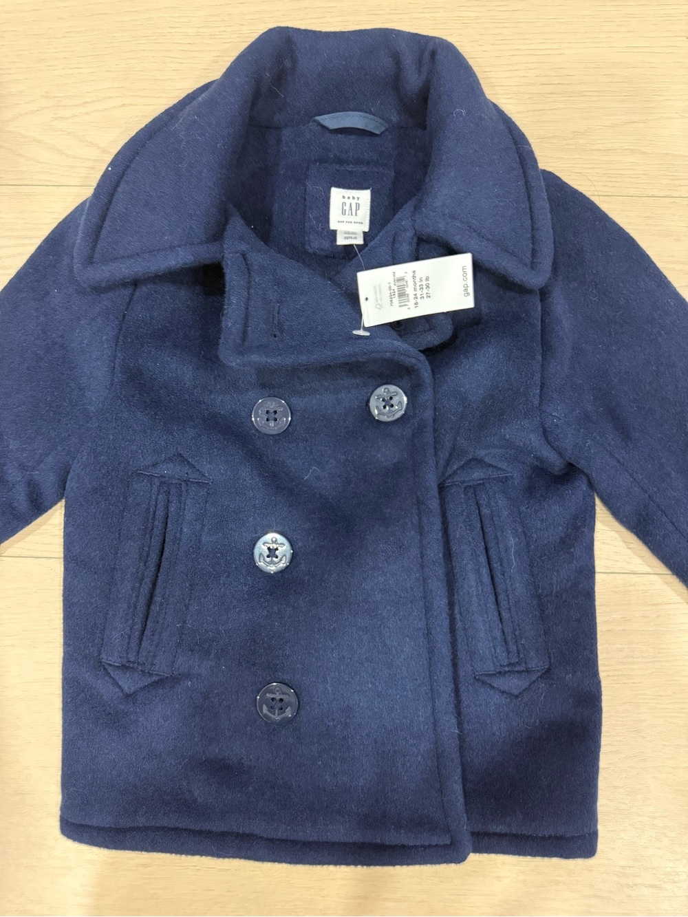 NWT GAP Kids Navy Double-Breasted Peacoat | 18-24 months
